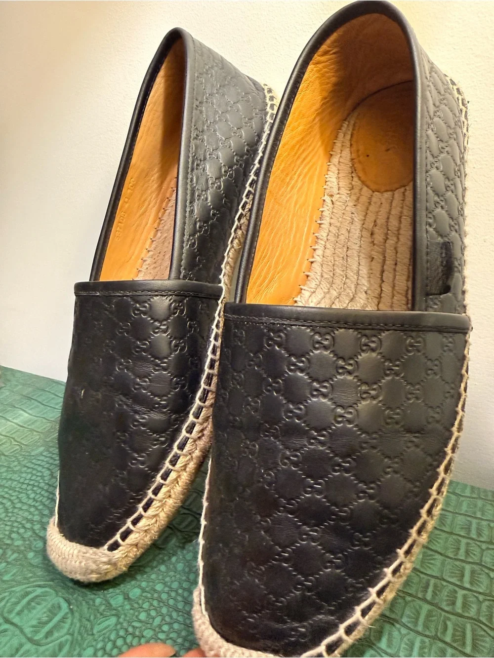 Gucci Black Quilted Leather Espadrille Slip-Ons